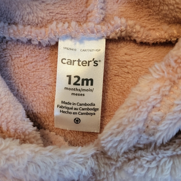 🩷 3/$15 Infant (12M) Carter's Light Brown Pullover Fleece Hoodie - Picture 3 of 5